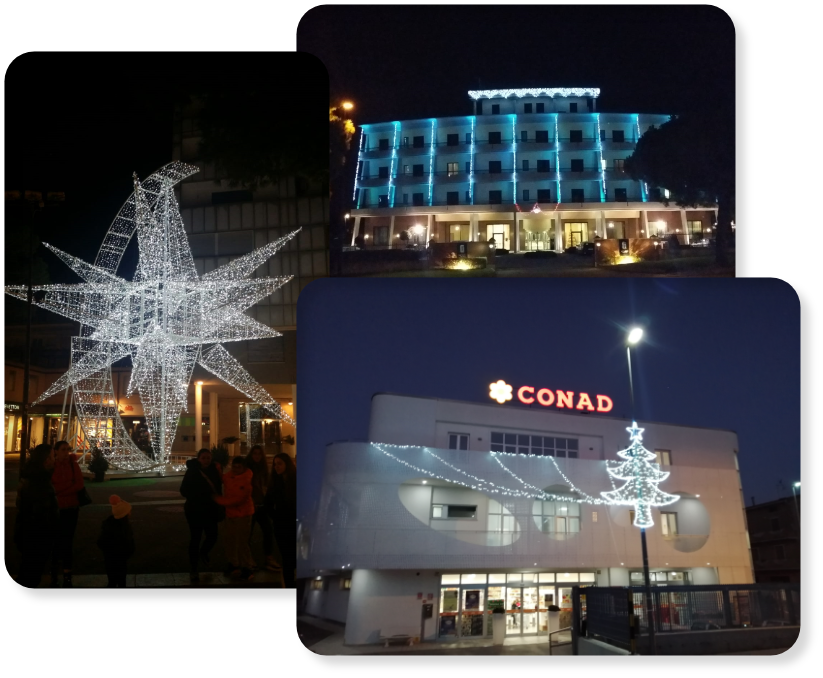Luminarie San Salvo Realizza illuminazioni professionali per il tuo negozio, la tua città, o la tua cerimonia preferita. Lavoriamo sul territorio abruzzese, con sede a San Salvo. Illuminazioni san salvo, illuminazioni vasto, illuminazioni cupello, illuminazioni montenero, illuminazioni petacciato e dintorni.